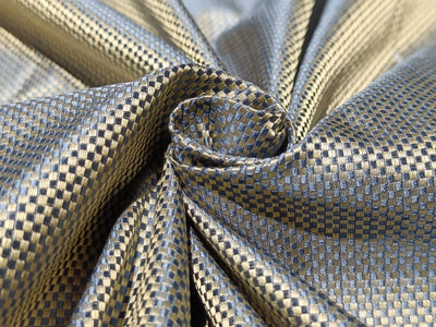 100% Silk taffeta jacquard fabric blue and gold DAMASK 54"  wide TAFJ8