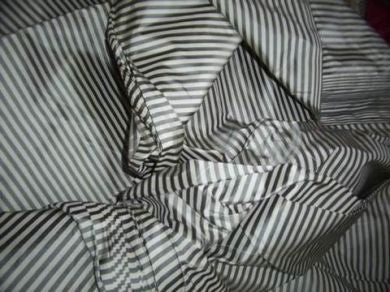 Silk taffeta greyish black stripes-4 mm wide stripe 54&quot; wide TAF S#1 - The Fabric Factory