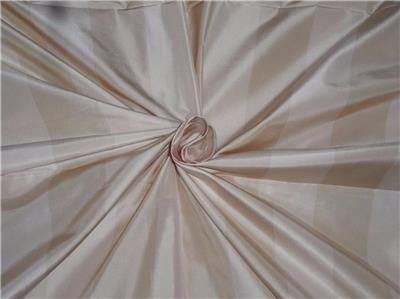 100% Pure Silk Taffeta Fabric Cream x Champagne colour Stripes 54''wid TAFS139[1]