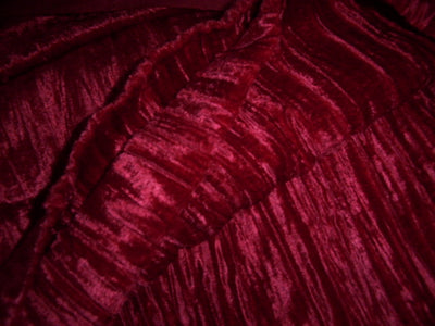 100% Crushed Velvet Burgundy Wine Fabric ~ 54&quot; wide - The Fabric Factory