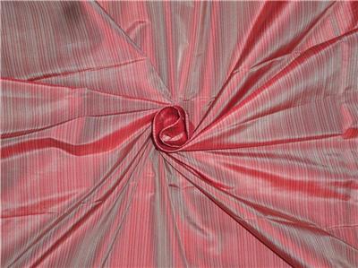 100% Pure Silk Taffeta Pin Stripe Fabric Red Color Cut Length 1.30 54" wide TAF#S139[5]