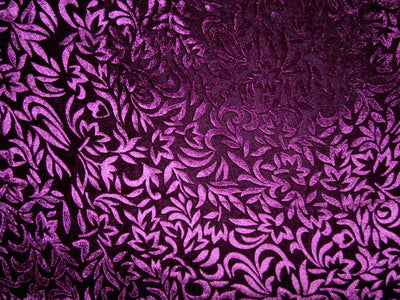 Purple Devore Embossed Viscose Burnout Velvet fabric ~ 44&quot; wide
