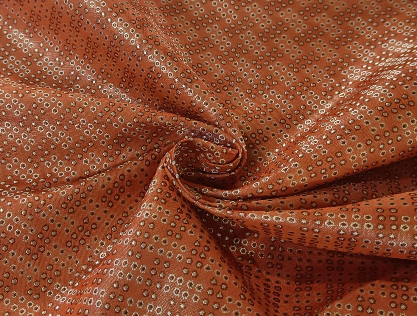 SILK BROCADE FABRIC orange 44" wide BRO14[5]