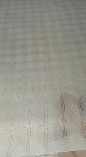 Chanderi tissue fabric Checks metallic gold 44'' wide