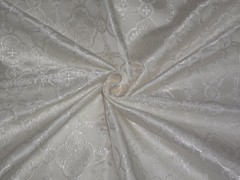 Silk Brocade Vestment Fabric Ivory color 44" wide BRO349[6]