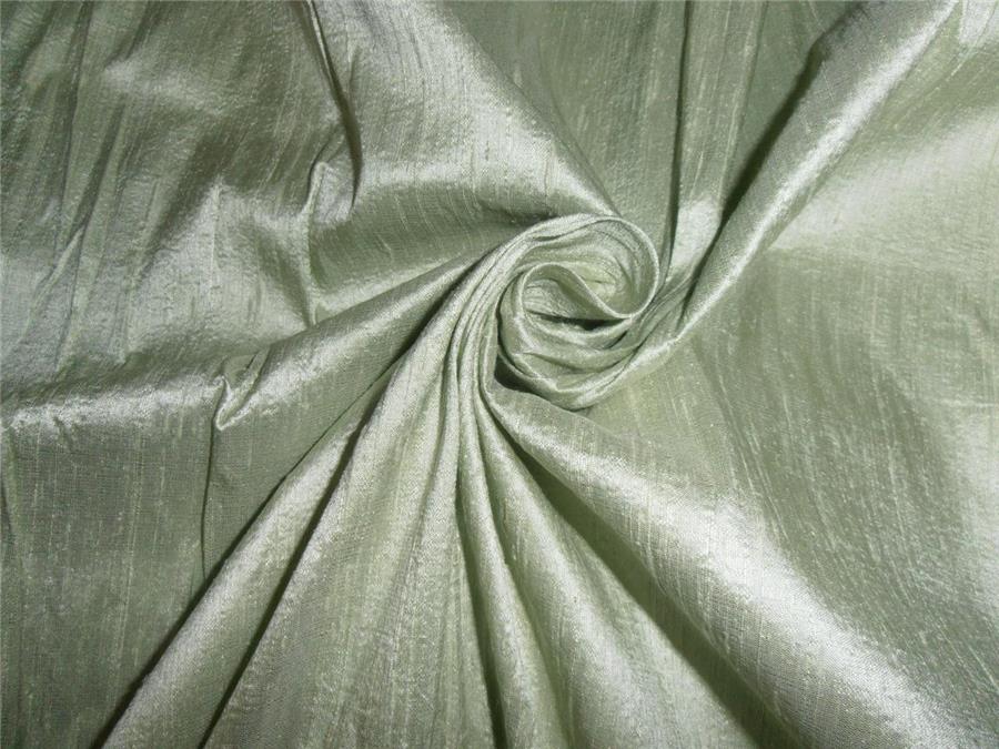 100% PURE SILK DUPIONI FABRIC DUSTY OLIVE GREEN colour 54" wide WITH SLUBS MM59[4]