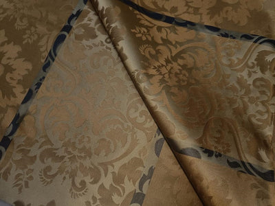 100% Silk Taffeta Jacquard Fabric gold beige and black  54"~wide