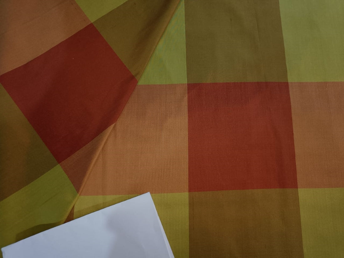 silk dupioni silk Orange & Green colour Plaids 54" wide DUPC30