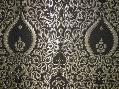 Heavy Silk Brocade Fabric Metallic Gold &amp; Black BRO139[1]