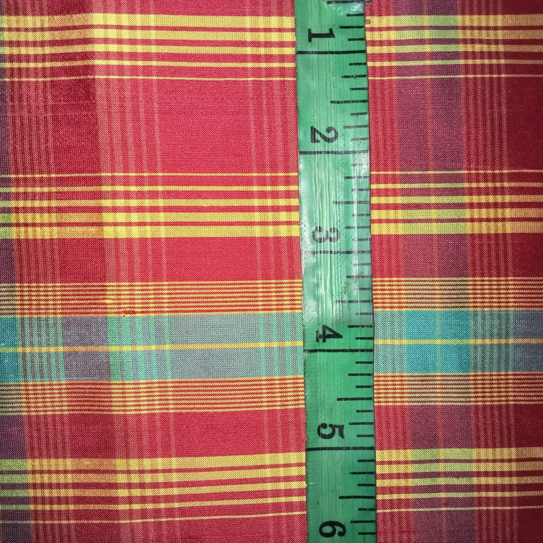 100% silk dupion red yellow and blue Plaids fabric 54&quot; wide