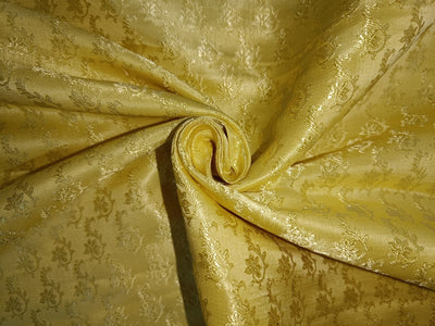 Silk Brocade fabric Bright Lime Yellow Colour