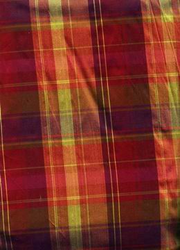 SILK DUPIONI Fabric 54&quot;-multi colour silk plaids - The Fabric Factory