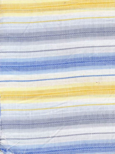 100% Linen Yellow with Blue stripe Fabric 58" wide [720]