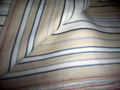 white / beige colour linen dobby stripes 58&quot; wide with grey / charcoal grey stripes and leno dobby weave