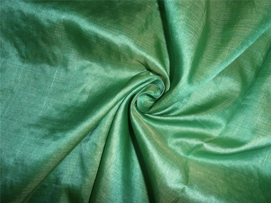 tassar spun feel silk fabric green x yellow -handloom woven 44" wide MIX_4[6]