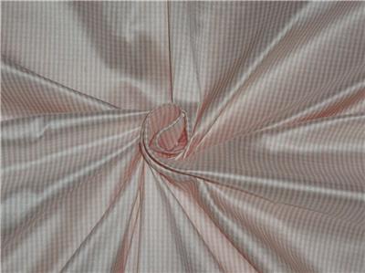 100% Pure Silk Dupioni Fabric Rose Pink and Ivory tiny plaids 54" wide DUP#C90[2]