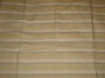 100% Chambray Linen Lime Yellow ,Beige & White horizontal stripe Fabric 58" wide [988]