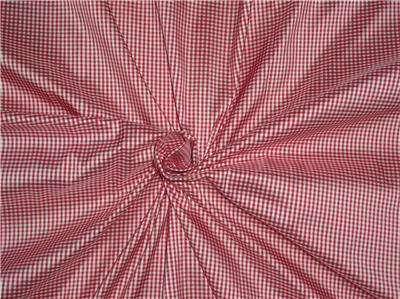 100% Pure Silk Dupioni Fabric Red and white tiny plaids 54" Wide DUP#C90[1]