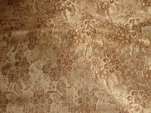 Silk Brocade fabric Brown & Gold Floral design color 44" wide BRO9[1]