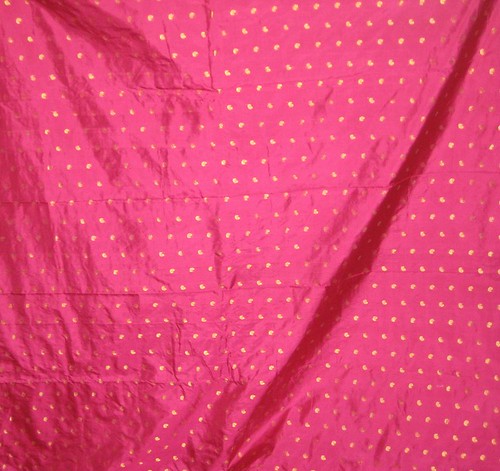 Hot Pink colour silk fabric with zari paisleys motifs~Width 44