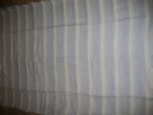 100% Chambray Linen Blue and White horizontal stripe Fabric 58" wide [987]