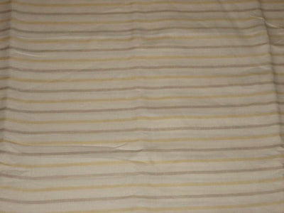 100% Chambray Linen Yellow ,Beige & White horizontal stripe Fabric 58" wide [986]