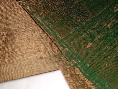 100% PURE SILK DUPIONI FABRIC GOLD X GREEN COLOR 54" wide WITH SLUBS MM51[3]