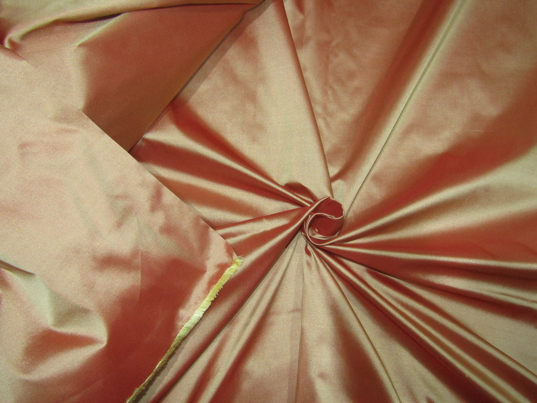 100% PURE SILK TAFFETA red x gold deep salmon 24 momme  54" wide TAF303[1]