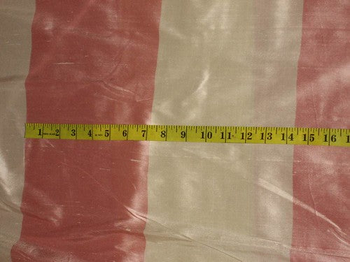 Silk dupioni silk Pink & Ivory colour Stripes 54" wide DUP#S40[2]
