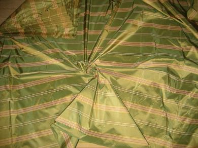 Silk Taffeta Fabric Apple Green n lime yellow stripes 54" wide TAFS14[1]