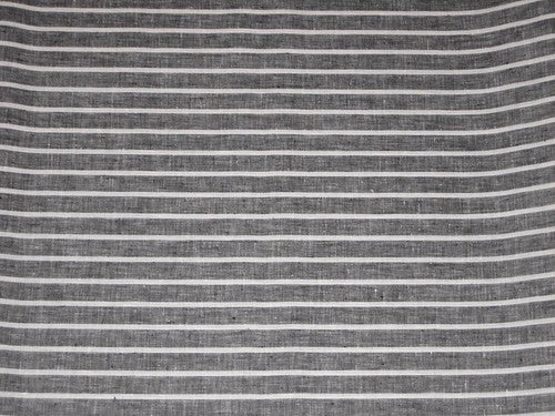 Superb Quality Linen Club Cloudy Grey with white horizontal stripe Fabric 58" wide [1347]