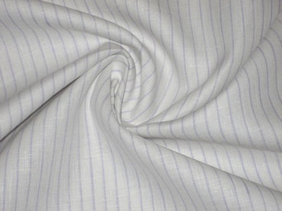 Superb Quality Linen Club White with Lavender horizontal stripe Fabric 58" wide [1361]