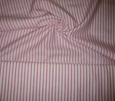Superb Quality Linen Club White with baby pink horizontal stripes Fabric 58" wide [1376]