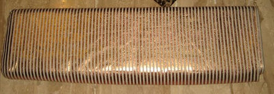 Superb Quality Linen Club Beige with Bronze color foil print horizontal stripe Fabric 58" wide [1351]