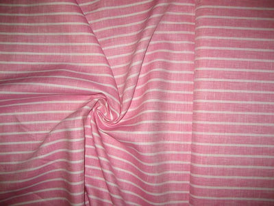 Superb Quality Linen Club Pink with white color horizontal stripe Fabric 58" wide [1377]