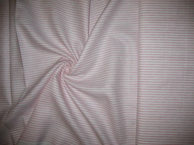 Superb Quality Linen Club White with baby pink horizontal pin stripes fabric~ 58 wide