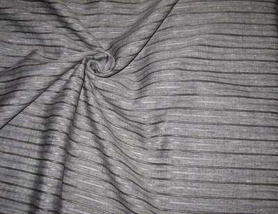 Superb Quality Linen Club Grey with light / dark silver horizontal stripes Fabric 58" wide [1362]