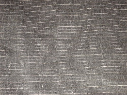 Superb Quality Linen Club Dark blackish grey with white/grey horizontal stripes Fabric 58" wide [1363]