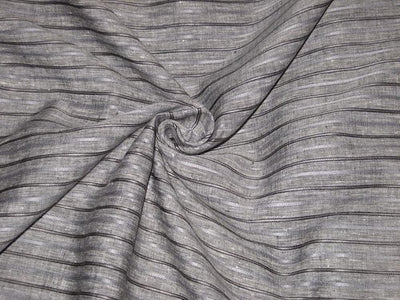 Superb Quality Linen Club Grey with light / dark silver horizontal stripes Fabric ~ 58&quot; wide