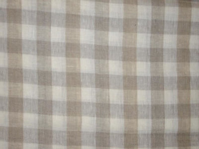 100% Linen Beige & Cream plaids Fabric 44" wide [1465]