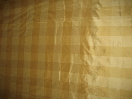 SILK TAFFETA FABRIC Shades of Gold colour plaids 54" wide [2894]