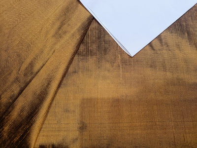 100% pure silk dupioni fabric bronze x black 54" wide with slubs MM77[5]