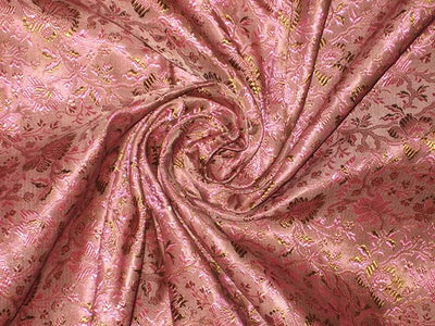 Silk Brocade Fabric Candy Pink &amp; Green Color~Width 44