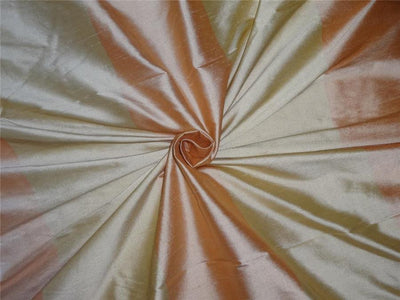 Silk Dupioni Fabric Peach X Cream Color Stripes 108" wide Pkt#S57[2]108