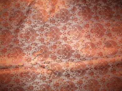 Vermilion orange red colour brocade fabric-indian paisley 44" wide BRO27[6]