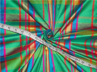 100% Silk Dupion Multi Color Plaids Fabric 54" wide DUP#C18