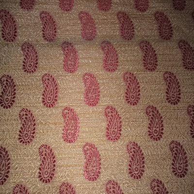 SILK Brocade Fabric Light Gold & Red color 44" WIDE BRO360[1]