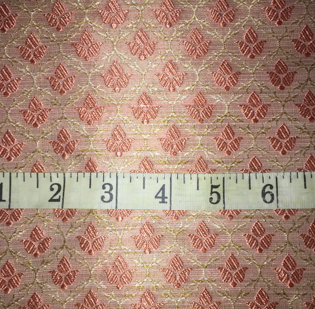 Brocade Fabric Light Gold &amp; Peach color 44" WIDE BRO360[3]