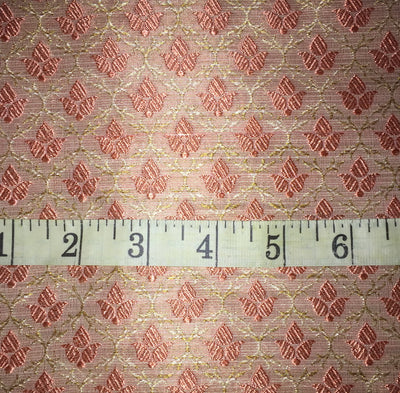 Brocade Fabric Light Gold &amp; Peach color 44" WIDE BRO360[3]