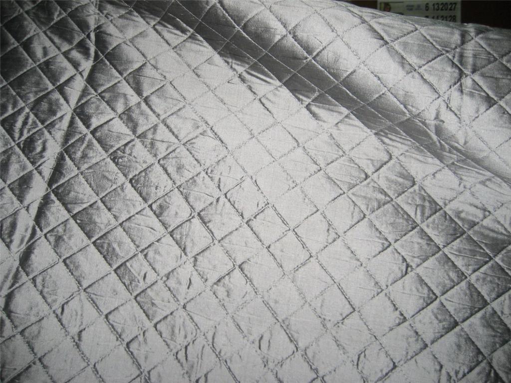 quilted steel grey silk dupioni fabric pintuck design